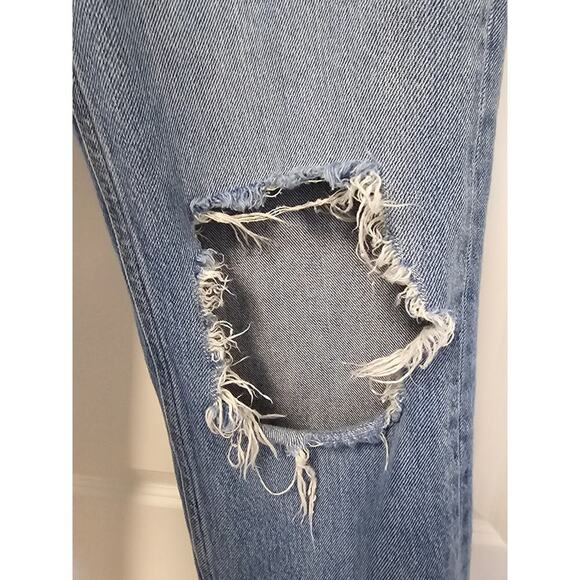 We The Free Straight Jeans Women's 28 Blue Button Fly Mid Rise Crop Distressed - Picture 4 of 5